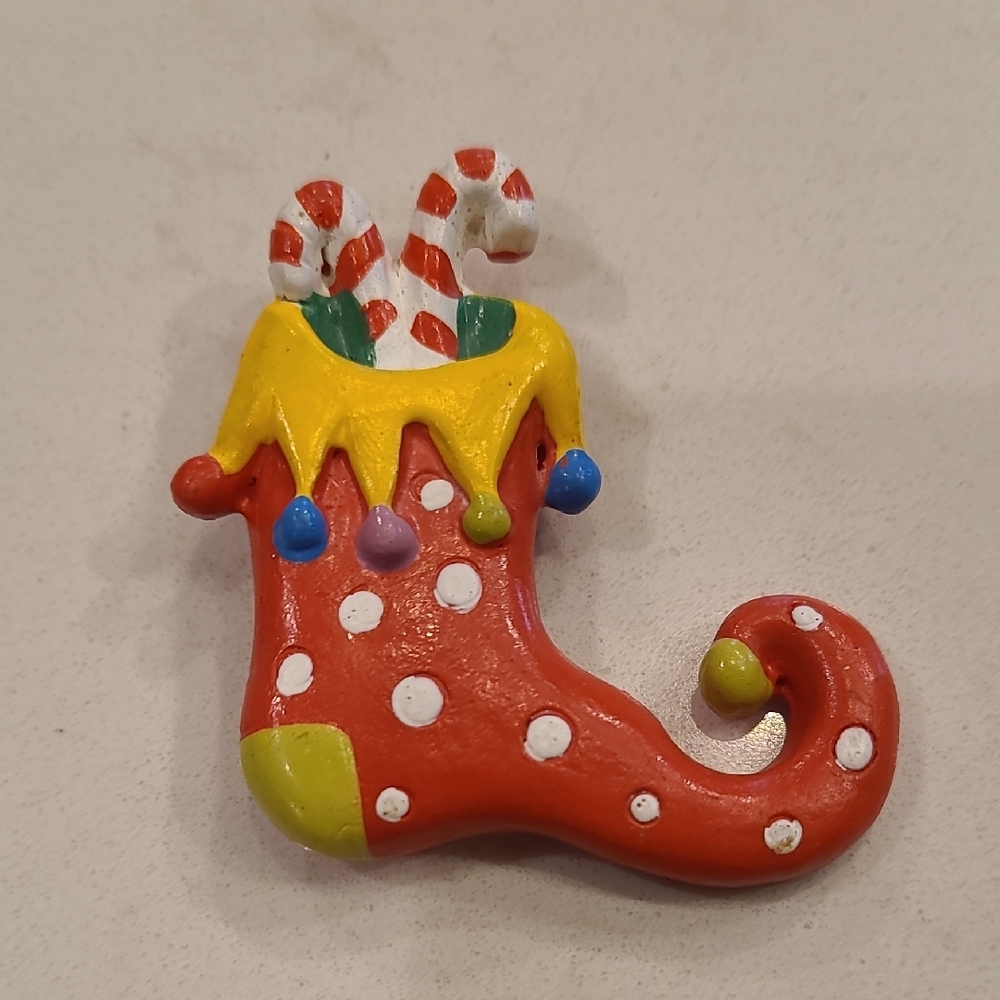 Festive Red Stocking Brooch